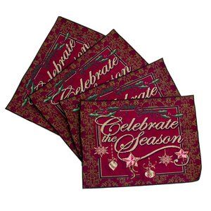 Celebrate the Season Placemats Place mats Set of 4 Hemmed Woven Made in USA